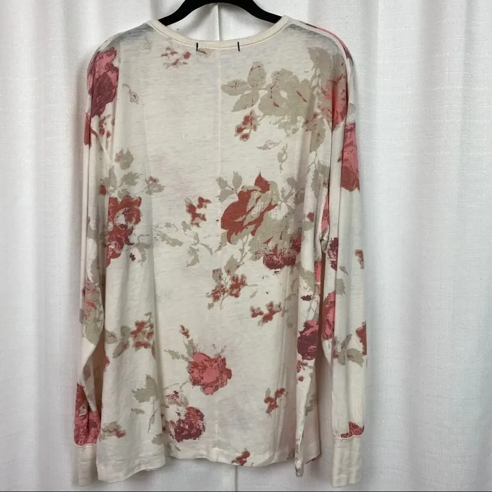 Free People We The Free Arielle Cream Floral Long Sleeve Top Sz.S NWT